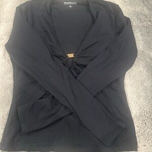 Abercrombie & Fitch Black Long Sleeve Top with Gold Accent built in bra